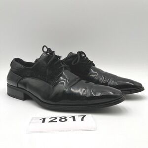 Gino Vitale Dress Shoes Mens Size 9 Black Good Patent Suede